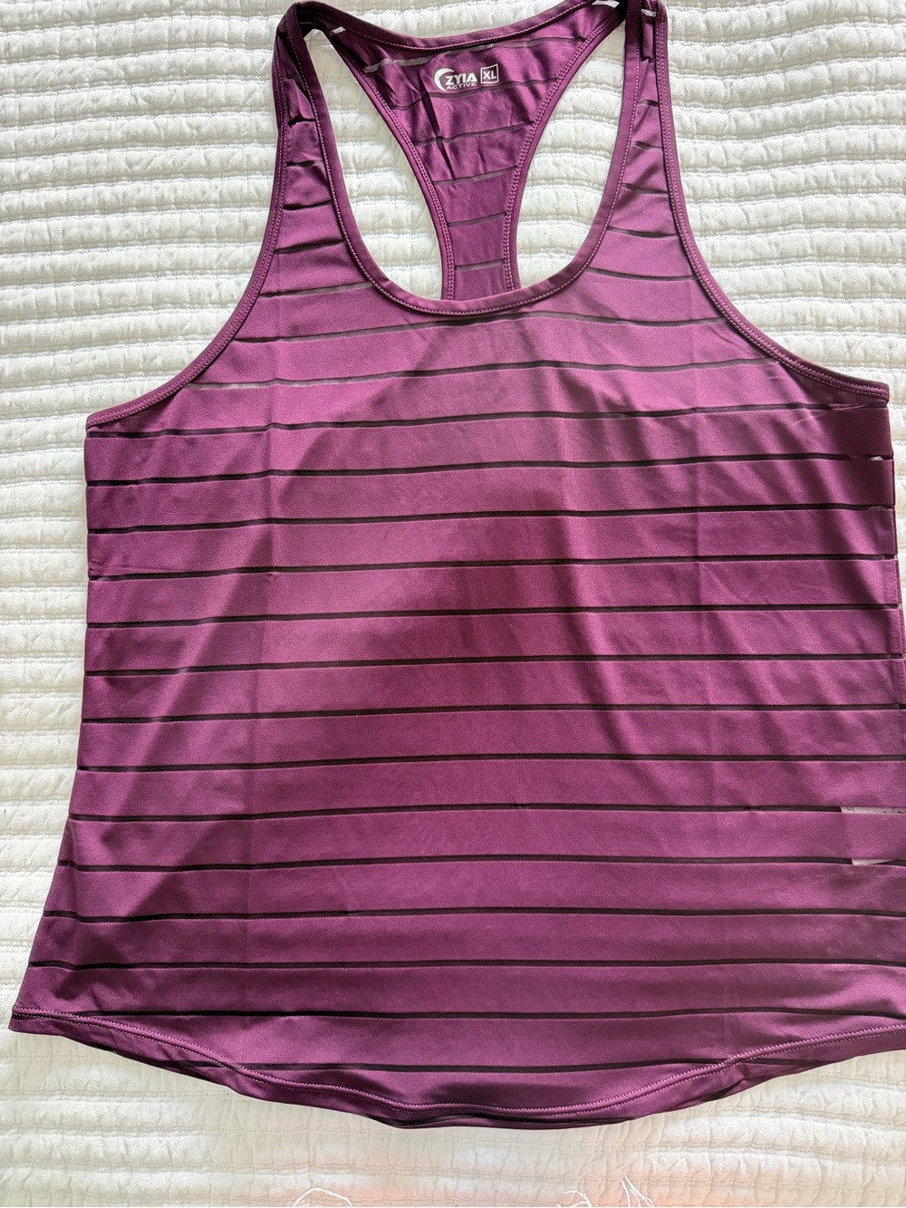 ZYIA Active Plum Striped Performance Tank